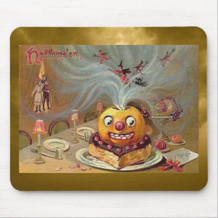 Vintage-Jack-o'-Lantern mit Hexen Mousepad