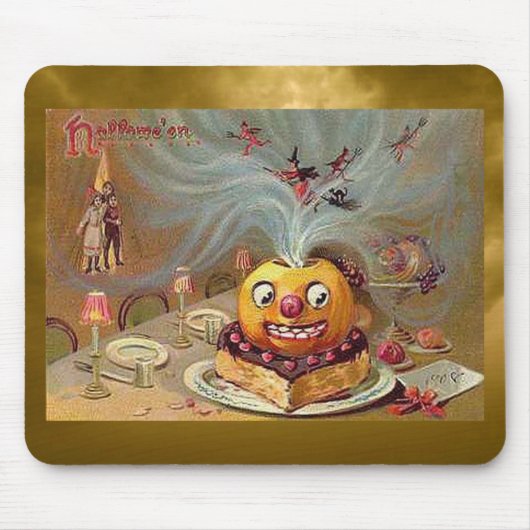 Vintage-Jack-o'-Lantern mit Hexen Mousepad (Vorne)