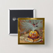 Vintage-Jack-o'-Lantern mit Hexengoldbesatz Button (Vorne & Hinten)
