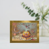 Vintage-Jack o'Lantern mit Hexen Postkarte (Stehend Vorderseite)