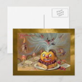 Vintage-Jack o'Lantern mit Hexen Postkarte (Vorne/Hinten)
