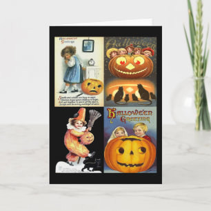 Vintage-Jack-o'Lantern-Montage mit Kindern Karte