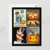 Vintage Jack o'Lantern with Kids Montage Postkarte (Vorne/Hinten)