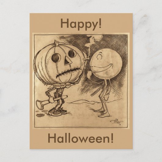 Vintage Jack o'Lanterns Sprechen Postkarte (Vorderseite)