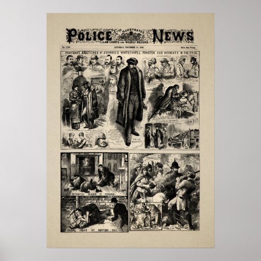Vintage Jack the Ripper Nachrichten Poster (Vorne)