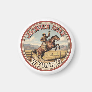 Vintage Jackson Hole bockiger Bronco Wyoming Cowbo Magnet