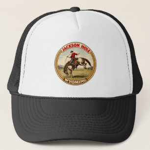 Vintage Jackson Hole Bucking Bronco Wyoming Gesche Truckerkappe