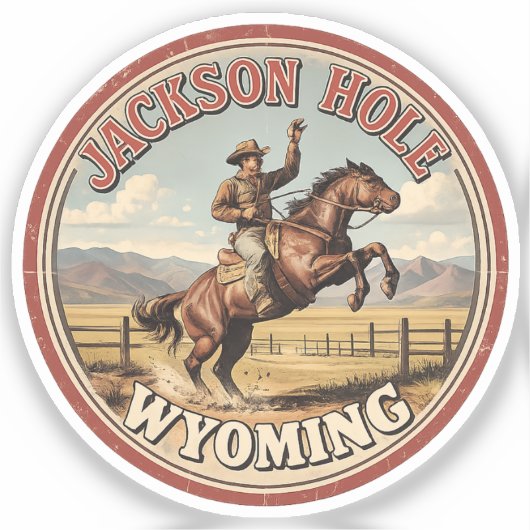 Vintage Jackson Hole Bucking Bronco wyoming gits Aufkleber (Vorderseite)