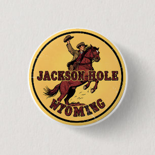 Vintage Jackson Hole Bucking Bronco Wyoming Gits Button