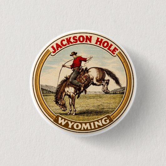 Vintage Jackson Hole Bucking Bronco Wyoming Gits Button (Vorderseite)