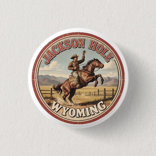 Vintage Jackson Hole Bucking Bronco Wyoming Gits Button (Vorderseite)