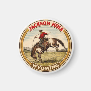 Vintage Jackson Hole Bucking Bronco Wyoming Gits Magnet