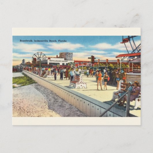 Vintage Jacksonville Beach Florida Post Card Postkarte (Vorderseite)