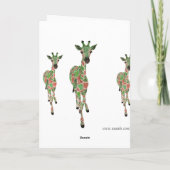 Vintage Jade erröten Giraffen-Weihnachtskarte Feiertagskarte (Rückseite)