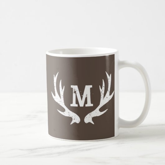 Vintage-Jagdhirsch-Monogramm-Geweihtassen Kaffeetasse (Rechts)