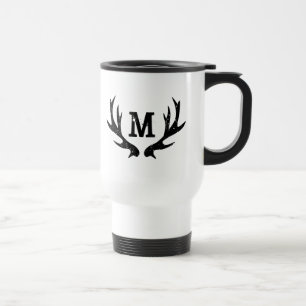 Vintage-Jagdhirsch-Monogramm-Geweihtassen Reisebecher