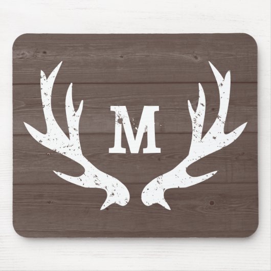 Vintage-Jagdhirschgeweih-Monogramm-Mauspad Mousepad (Vorne)