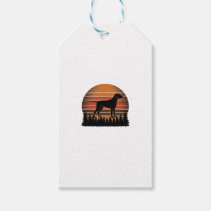 Vintage-Jagdhund-Sonnenuntergang-Wald-Vektordesign Geschenkanhänger