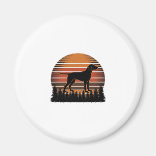 Vintage-Jagdhund-Sonnenuntergang-Wald-Vektordesign Magnet