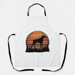 Vintage-Jagdhund-Sonnenuntergang-Wald-Vektordesign Schürze