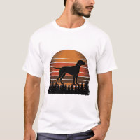 Vintage-Jagdhund-Sonnenuntergang-Wald-Vektordesign