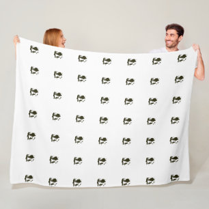 Vintage-Jäger und Silhouette eines Hundes Muster Fleecedecke