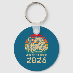 Vintage Jahr des Pferdes Chinesisches Neujahr 2026 Schlüsselanhänger