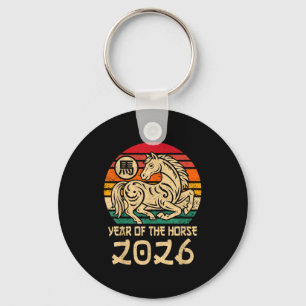 Vintage Jahr des Pferdes Chinesisches Neujahr 2026 Schlüsselanhänger