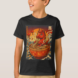 Vintage-Jahr des Pferdes Ramen Chinesische Nudeln T-Shirt