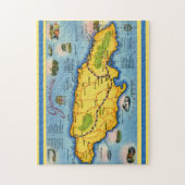 Vintage Jamaica Map Postcard Puzzle (Vertikal)
