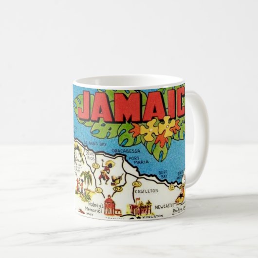 Vintage Jamaica Map Tasse (VorderseiteRechts)