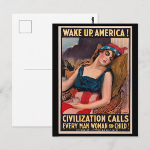 Vintage James Montgomery Flagg   Wach auf, Amerika Postkarte