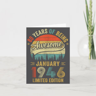 Vintage Januar 1946 Alt 80. Geburtstag Männer Frau Karte