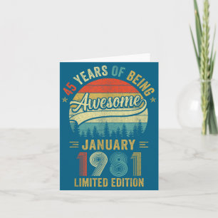 Vintage Januar 1981 Alt 45. Geburtstag Männer Frau Karte