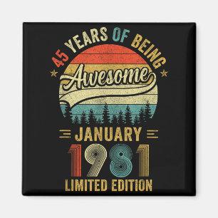 Vintage Januar 1981 Alt 45. Geburtstag Männer Frau Magnet