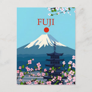 Vintage Japan Fuji Reise Wasserfarbe Asien Postkarte