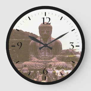 Vintage Japan Kamakura Großer Buddha Touristen Pos Große Wanduhr