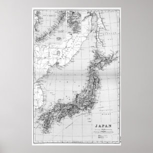 Vintage Japan-Karte (1892) BW Poster