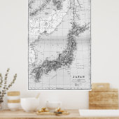 Vintage Japan-Karte (1892) BW Poster (Küche)