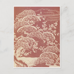 Vintage Japan Kirschblütenbäume Postkarte
