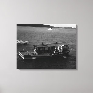Vintage Japan Mie Mikimoto Insel-Perlentaucherboot Leinwanddruck
