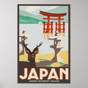 Vintage Japan Miyajima Torii-Tor Reiseplakat Poster