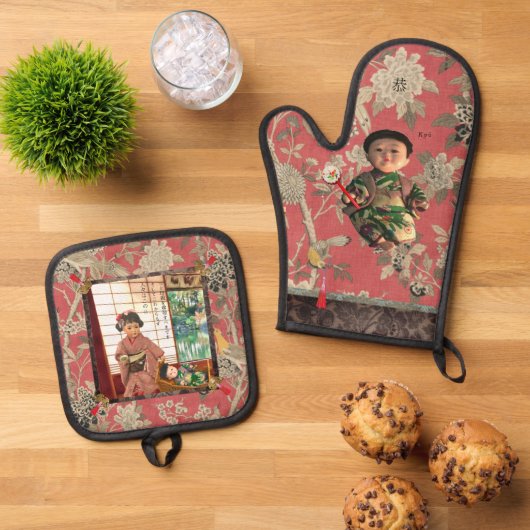 Vintage Japan Ningyo Pot Holder Set (Oben Unten)