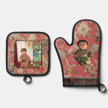Vintage Japan Ningyo Topflappen Set