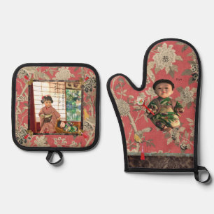 Vintage Japan Ningyo Topflappen Set