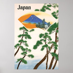 Vintage-Japan-Reiseposter-Mount-Fuji-Wandkunst Poster