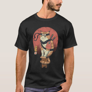 Vintage Japan Retro Sushi Samurai Neko Katze T-Shirt