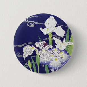 Vintage-Japan-Schwertlilie-Kunstprint Kogyo Tsukio Button