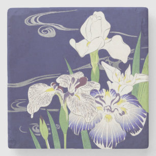 Vintage-Japan-Schwertlilie-Kunstprint Kogyo Tsukio Steinuntersetzer