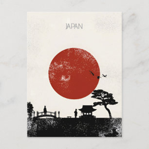 Vintage Japan Tokio Reise Aquarell Asien Postkarte